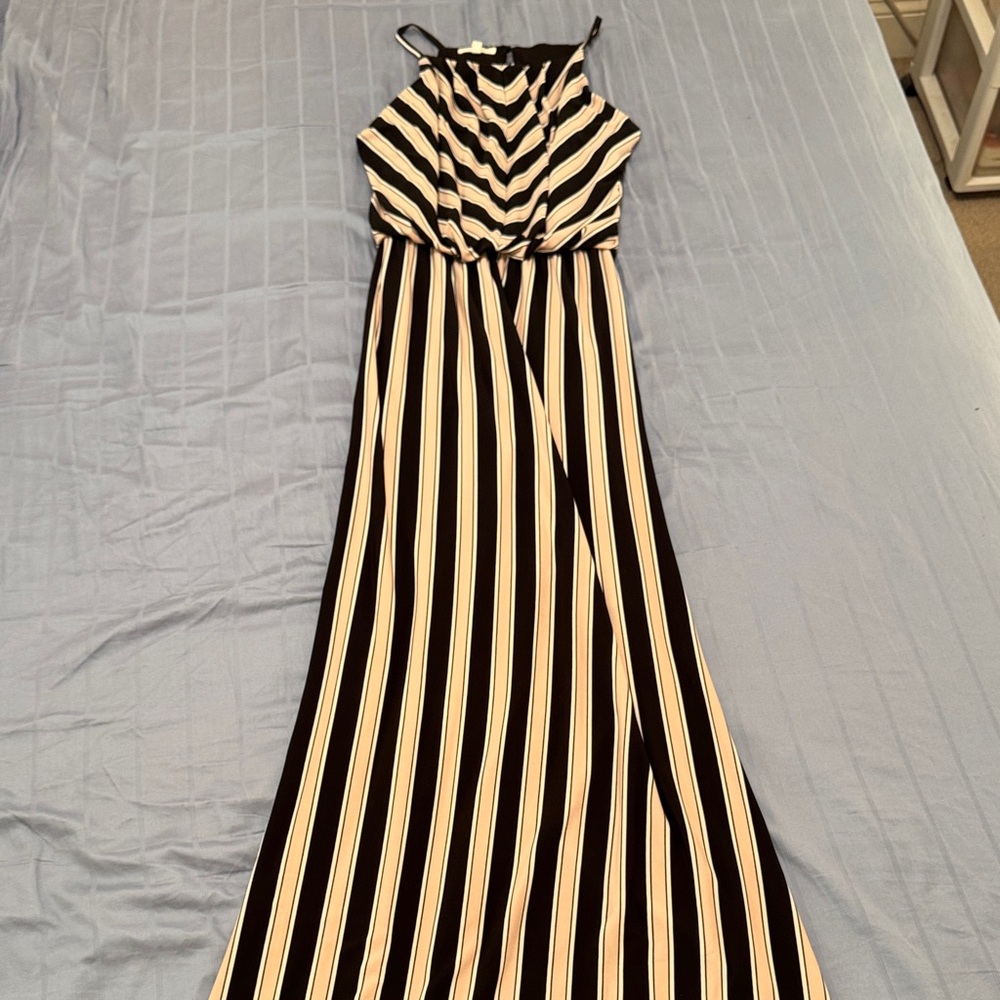Striped Black and light pink Maxi Dress